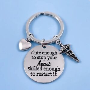 Frontline Boutique Silver Keychain with Heart and Charm